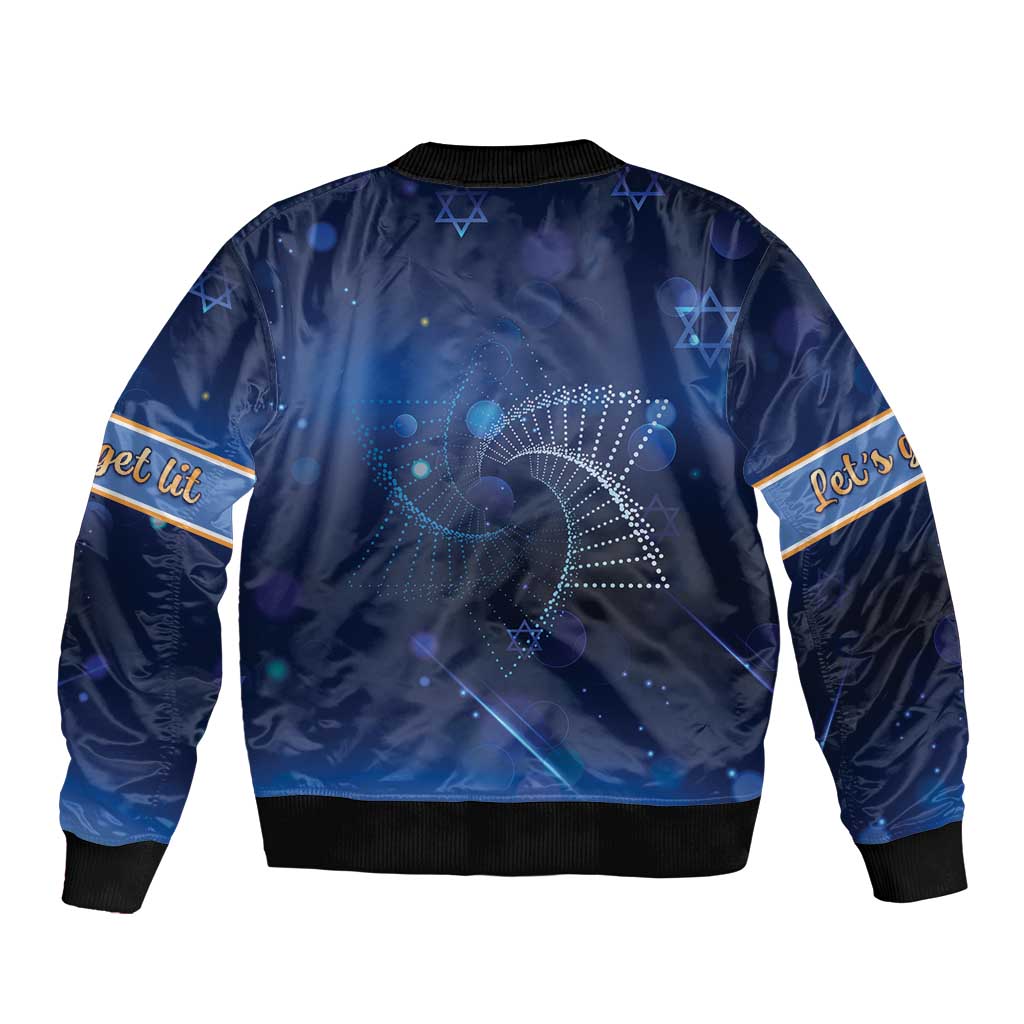 Jewish Hanukkah Festival Sleeve Zip Bomber Jacket Let's Get Lit LT05 - Wonder Print Shop