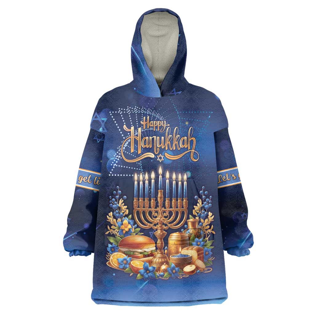 Jewish Hanukkah Festival Wearable Blanket Hoodie Let's Get Lit LT05 - Wonder Print Shop