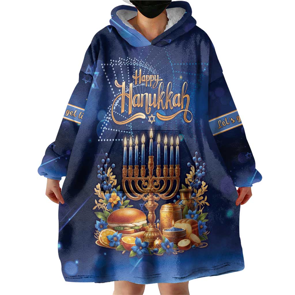Jewish Hanukkah Festival Wearable Blanket Hoodie Let's Get Lit LT05 - Wonder Print Shop