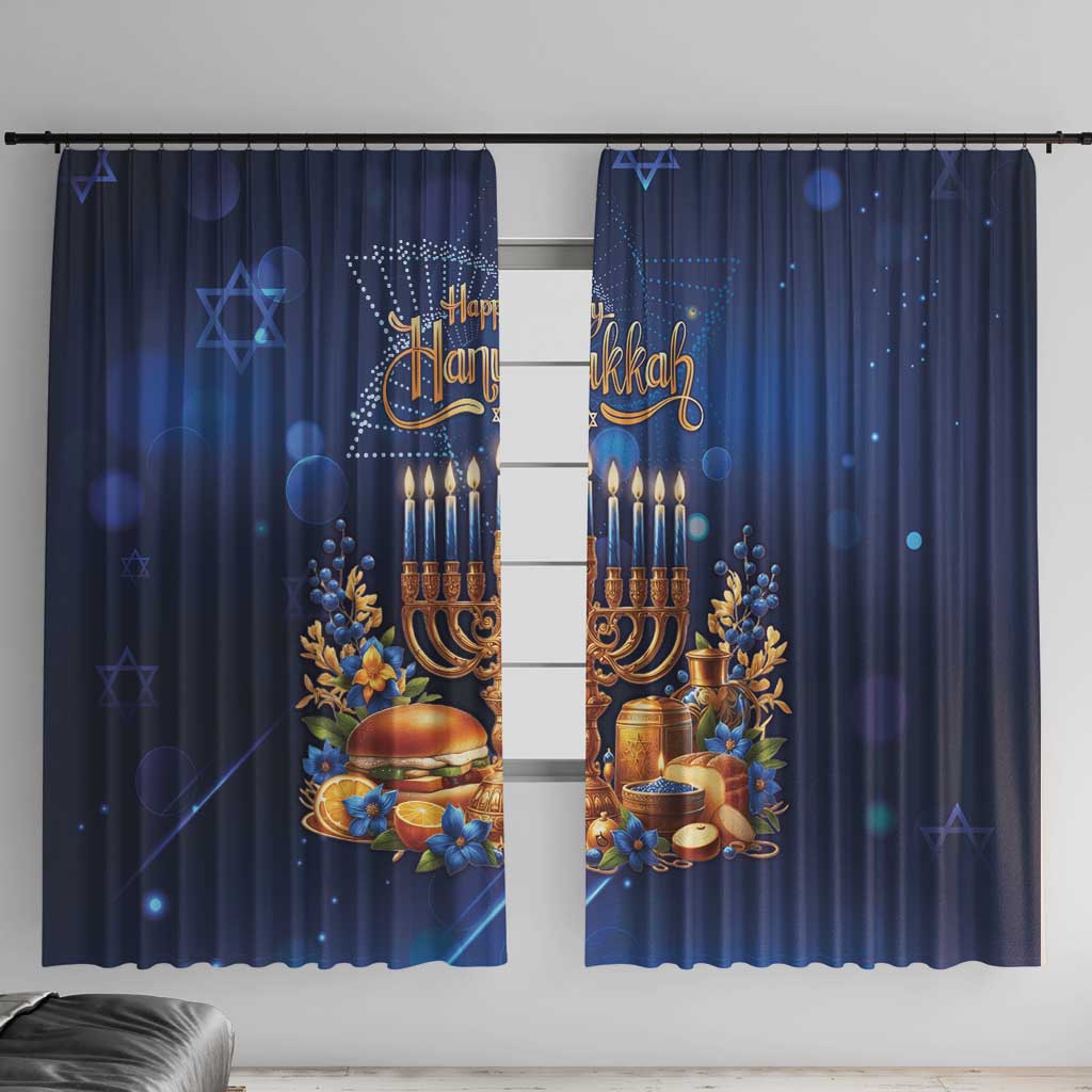 Jewish Hanukkah Festival Window Curtain Let's Get Lit LT05 - Wonder Print Shop