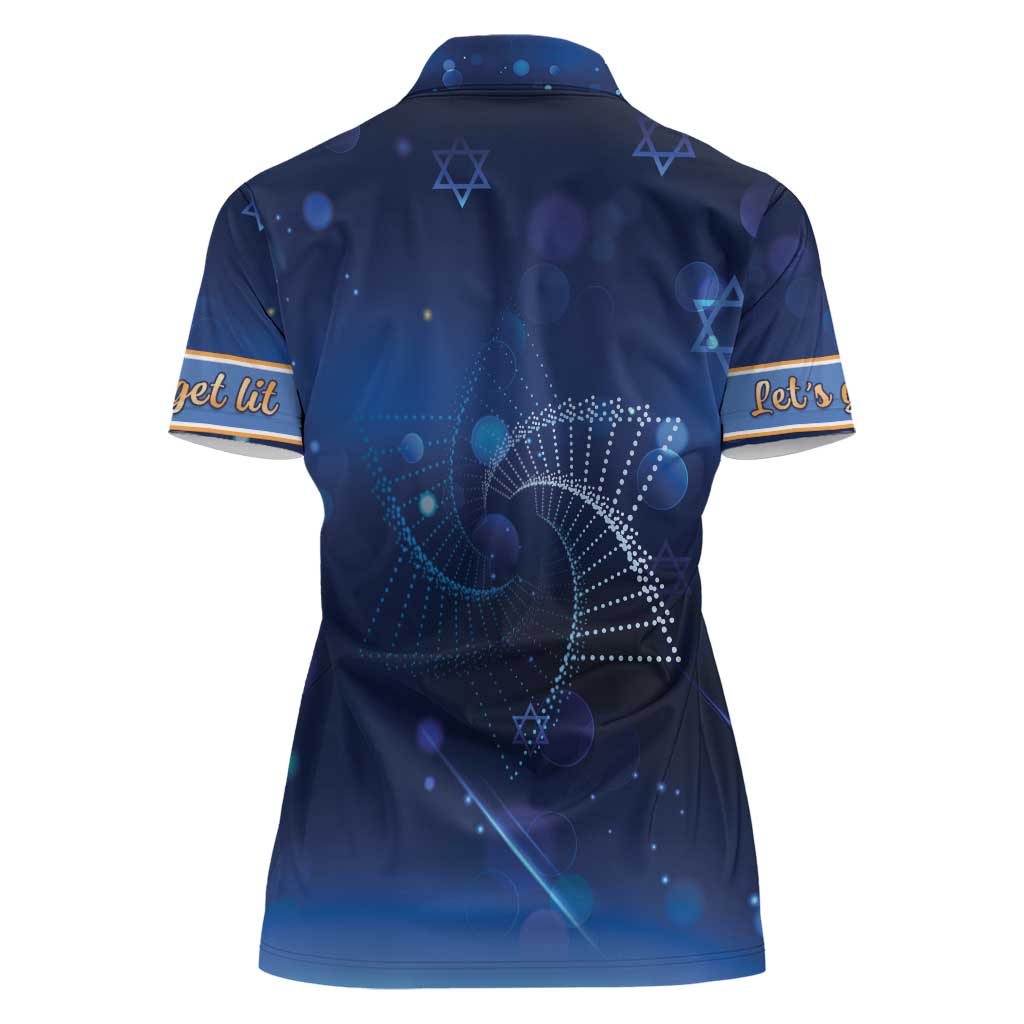 Jewish Hanukkah Festival Women Polo Shirt Let's Get Lit LT05 - Wonder Print Shop