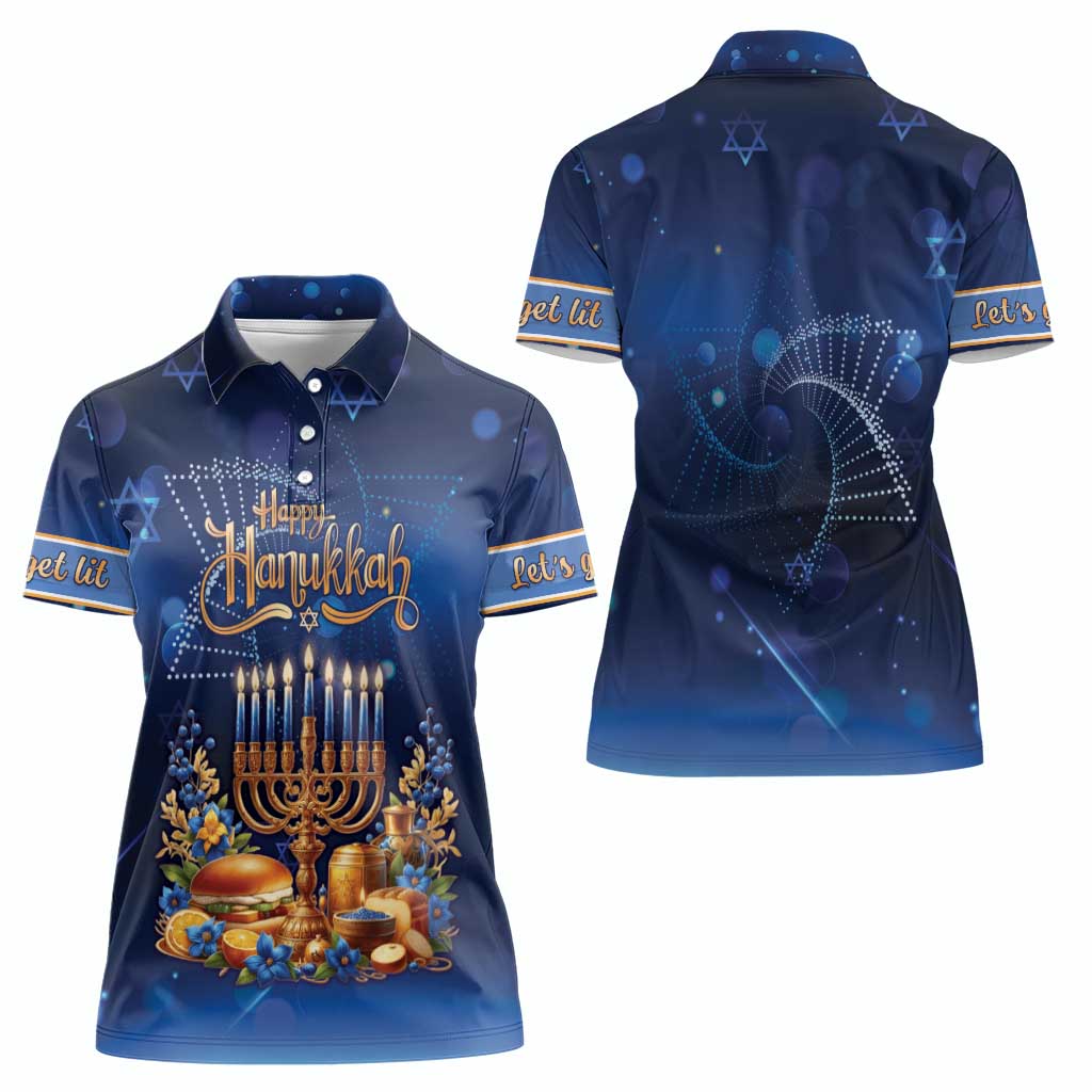 Jewish Hanukkah Festival Women Polo Shirt Let's Get Lit LT05 - Wonder Print Shop