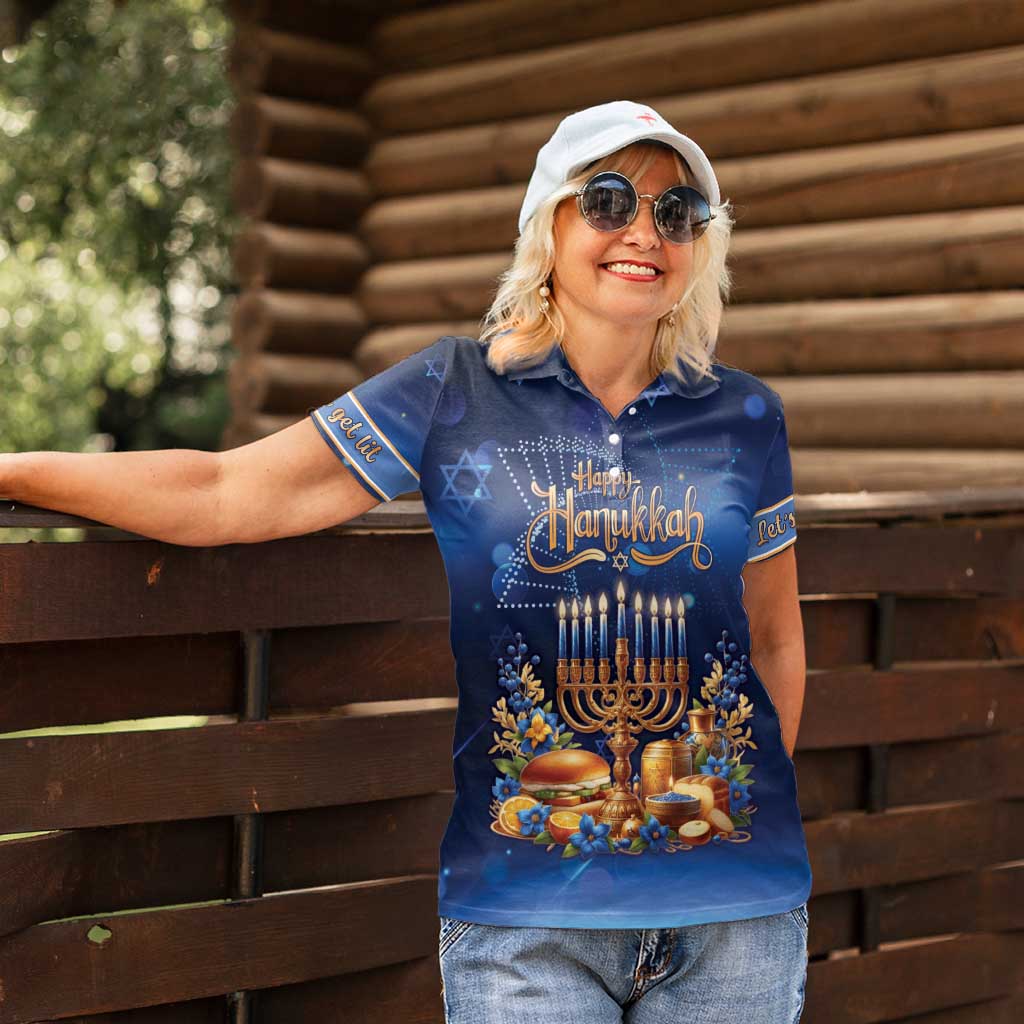 Jewish Hanukkah Festival Women Polo Shirt Let's Get Lit LT05 - Wonder Print Shop