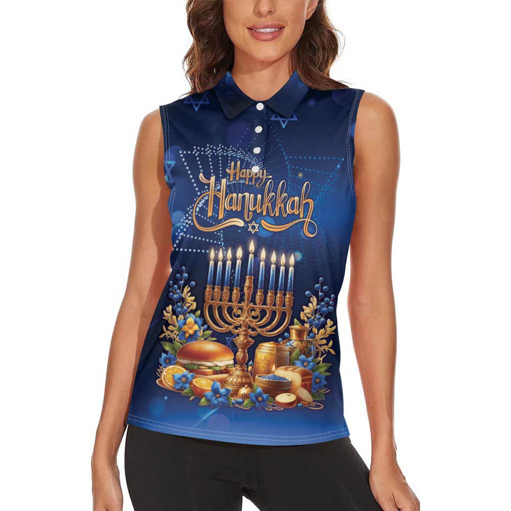Jewish Hanukkah Festival Women Sleeveless Polo Shirt Let's Get Lit LT05 - Wonder Print Shop