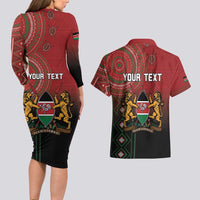 Personalised Kenya Jamhuri Day Couples Matching Long Sleeve Bodycon Dress and Hawaiian Shirt One Nation One Flag One People LT05 - Wonder Print Shop