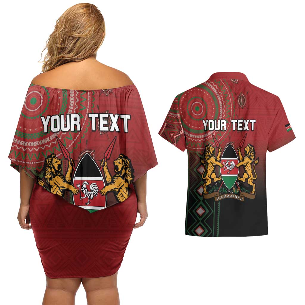 Personalised Kenya Jamhuri Day Couples Matching Off Shoulder Short Dress and Hawaiian Shirt One Nation One Flag One People LT05 - Wonder Print Shop