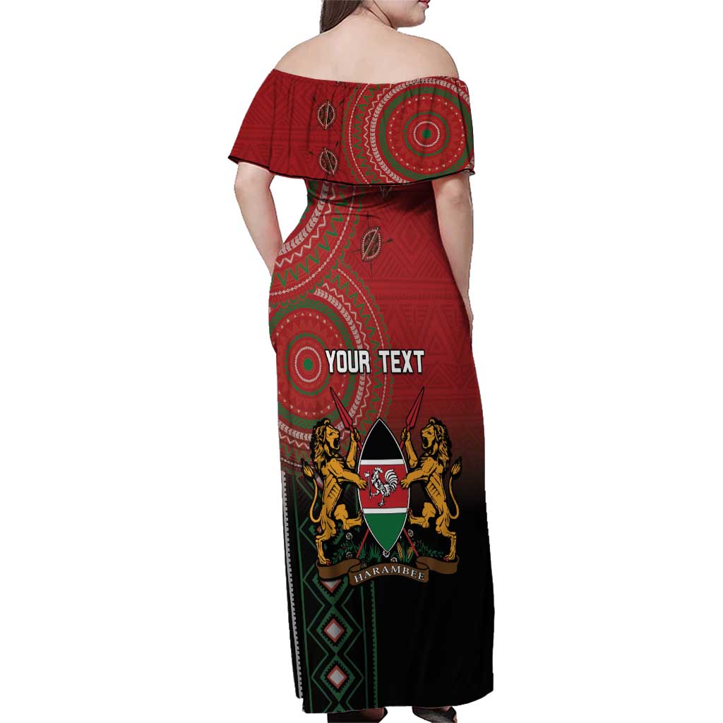 Personalised Kenya Jamhuri Day Family Matching Off Shoulder Maxi Dress and Hawaiian Shirt One Nation One Flag One People LT05 - Wonder Print Shop