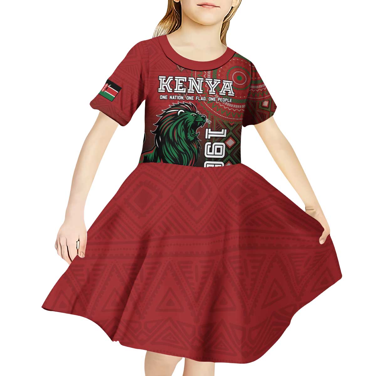 Personalised Kenya Jamhuri Day Kid Short Sleeve Dress One Nation One Flag One People LT05 - Wonder Print Shop