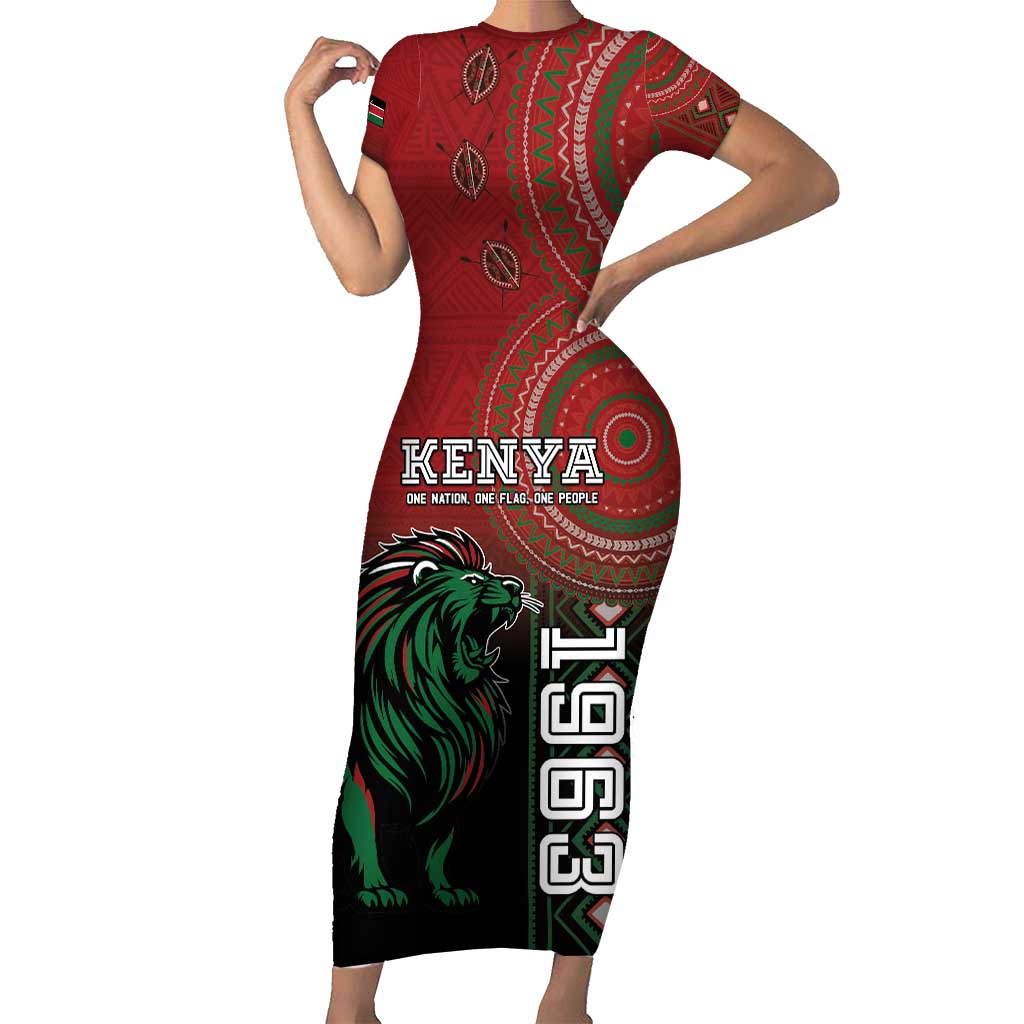 Personalised Kenya Jamhuri Day Short Sleeve Bodycon Dress One Nation One Flag One People LT05 - Wonder Print Shop