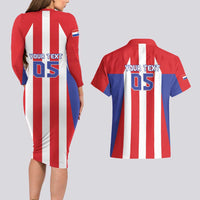 Custom Paraguay Star Football Couples Matching Long Sleeve Bodycon Dress and Hawaiian Shirt Go Albirroja