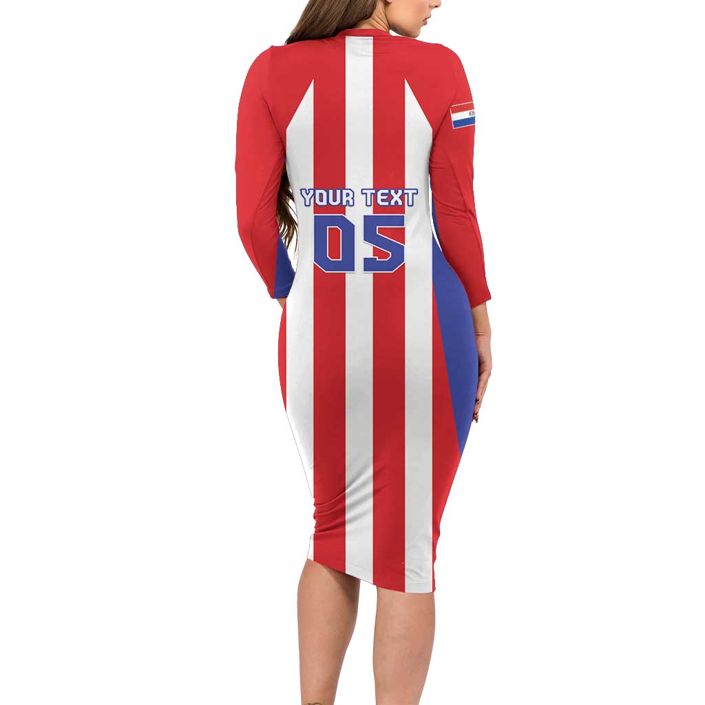 Custom Paraguay Star Football Family Matching Long Sleeve Bodycon Dress and Hawaiian Shirt Go Albirroja