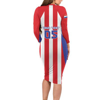 Custom Paraguay Star Football Family Matching Long Sleeve Bodycon Dress and Hawaiian Shirt Go Albirroja