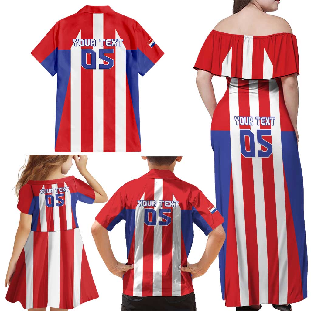 Custom Paraguay Star Football Family Matching Off Shoulder Maxi Dress and Hawaiian Shirt Go Albirroja