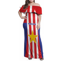Custom Paraguay Star Football Family Matching Off Shoulder Maxi Dress and Hawaiian Shirt Go Albirroja