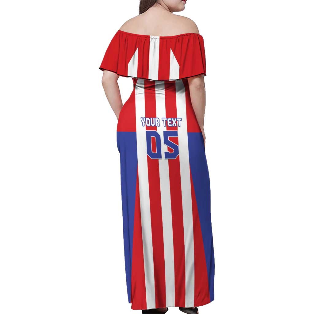 Custom Paraguay Star Football Family Matching Off Shoulder Maxi Dress and Hawaiian Shirt Go Albirroja