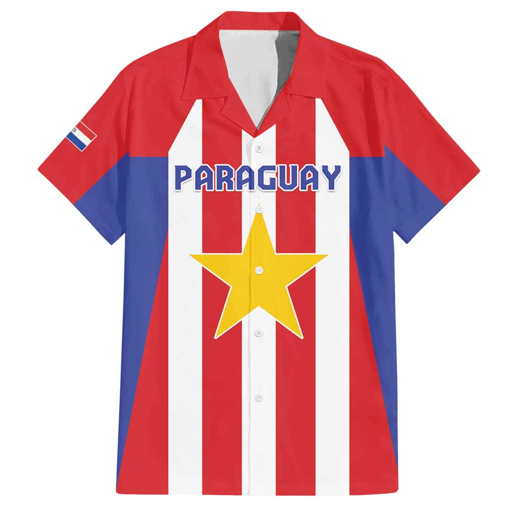 Custom Paraguay Star Football Family Matching Off Shoulder Short Dress and Hawaiian Shirt Go Albirroja