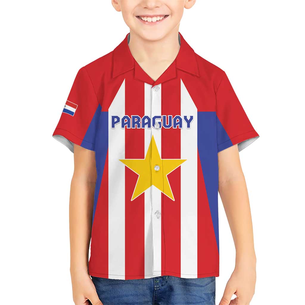 Custom Paraguay Star Football Family Matching Short Sleeve Bodycon Dress and Hawaiian Shirt Go Albirroja