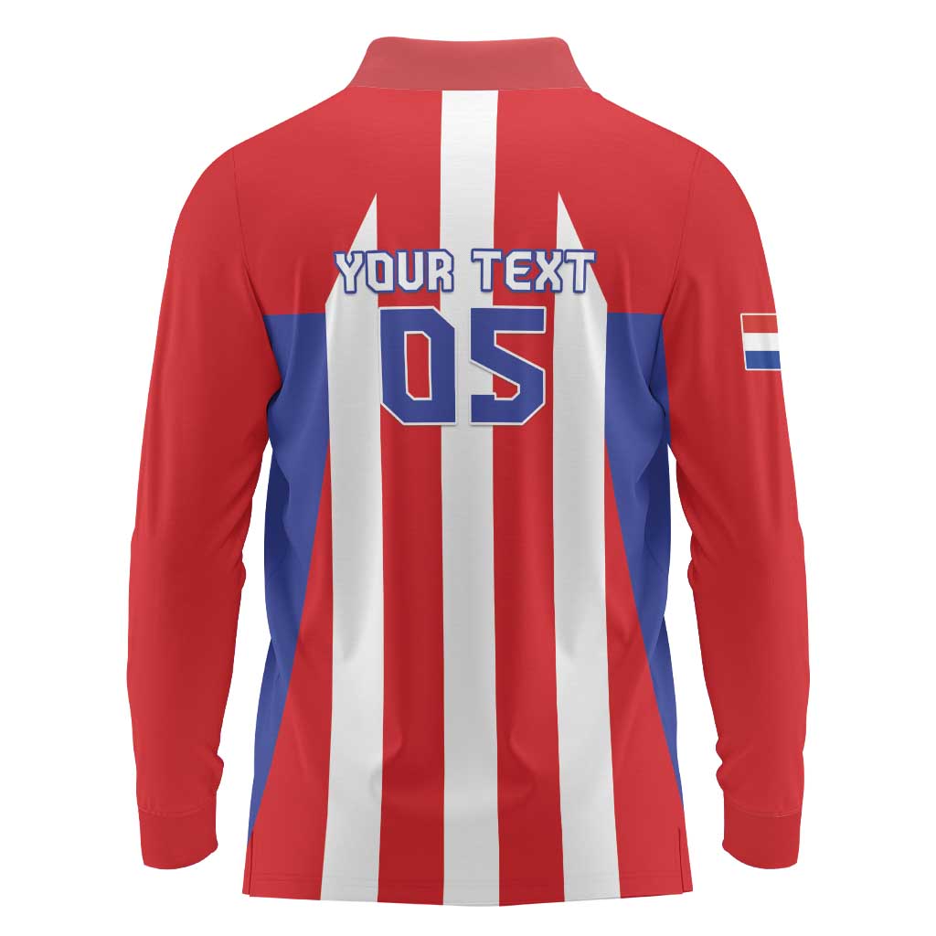 Custom Paraguay Star Football Long Sleeve Polo Shirt Go Albirroja