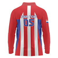 Custom Paraguay Star Football Long Sleeve Polo Shirt Go Albirroja