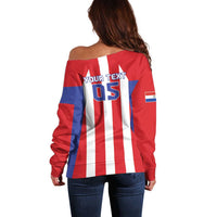Custom Paraguay Star Football Off Shoulder Sweater Go Albirroja