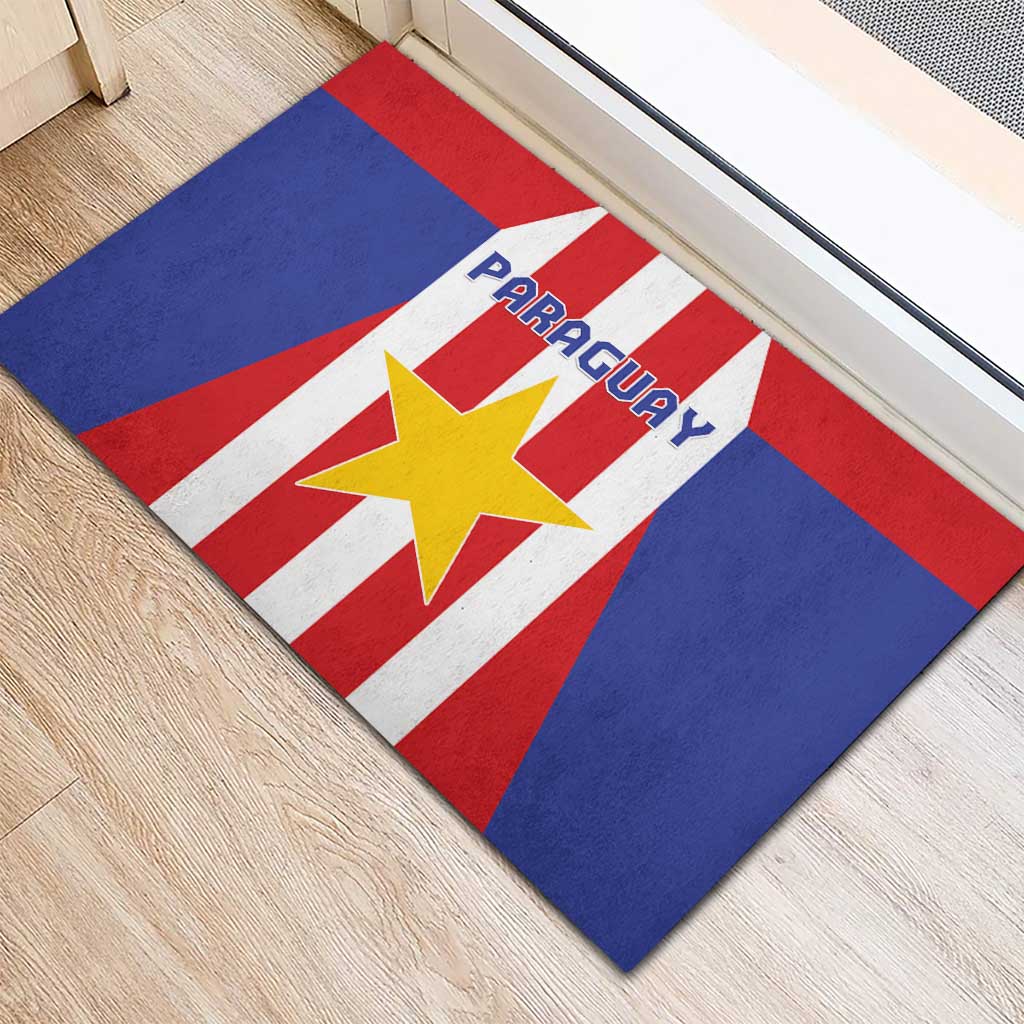 Paraguay Star Football Rubber Doormat Go Albirroja