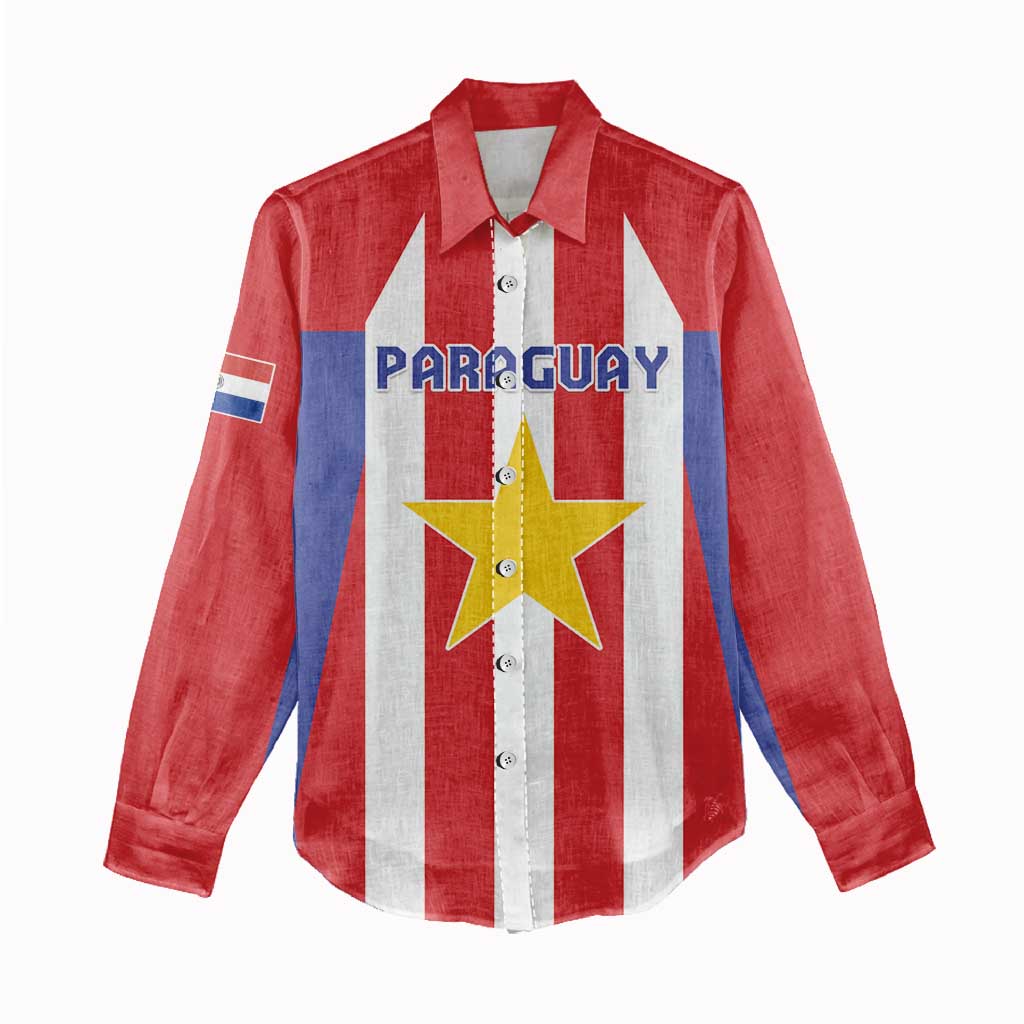 Custom Paraguay Star Football Women Casual Shirt Go Albirroja