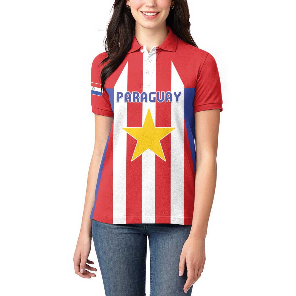 Custom Paraguay Star Football Women Polo Shirt Go Albirroja