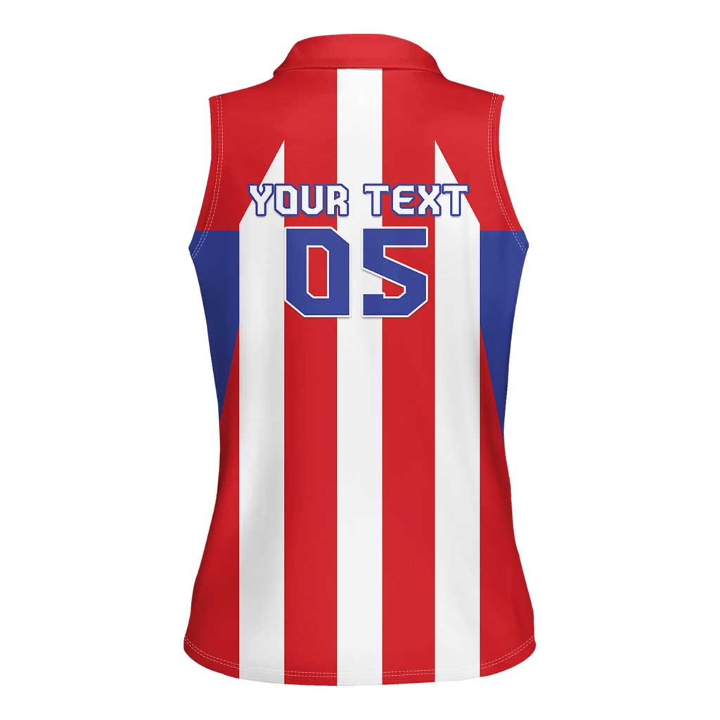 Custom Paraguay Star Football Women Sleeveless Polo Shirt Go Albirroja