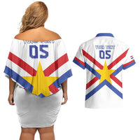 Custom Paraguay Football Couples Matching Off Shoulder Short Dress and Hawaiian Shirt Unique Style