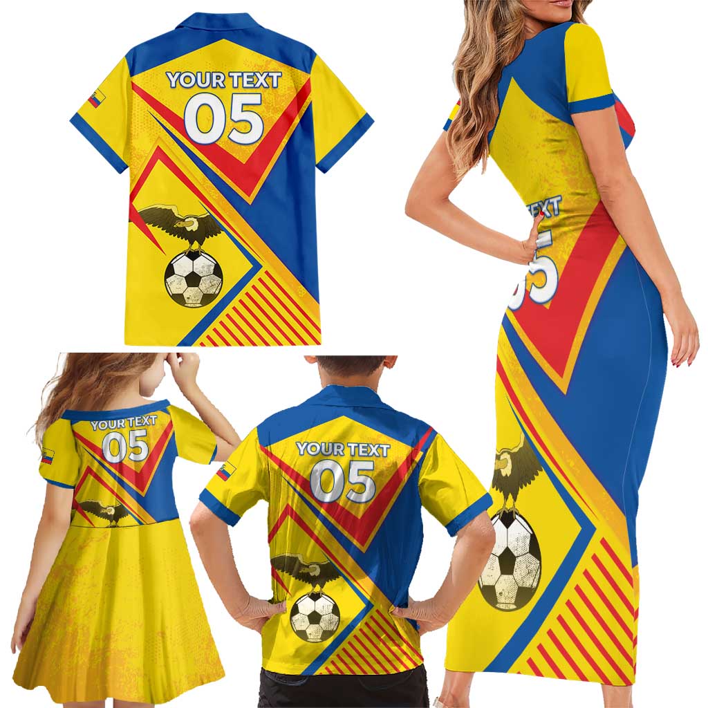 Custom Ecuador Football Family Matching Short Sleeve Bodycon Dress and Hawaiian Shirt La Tricolor Sporty Style