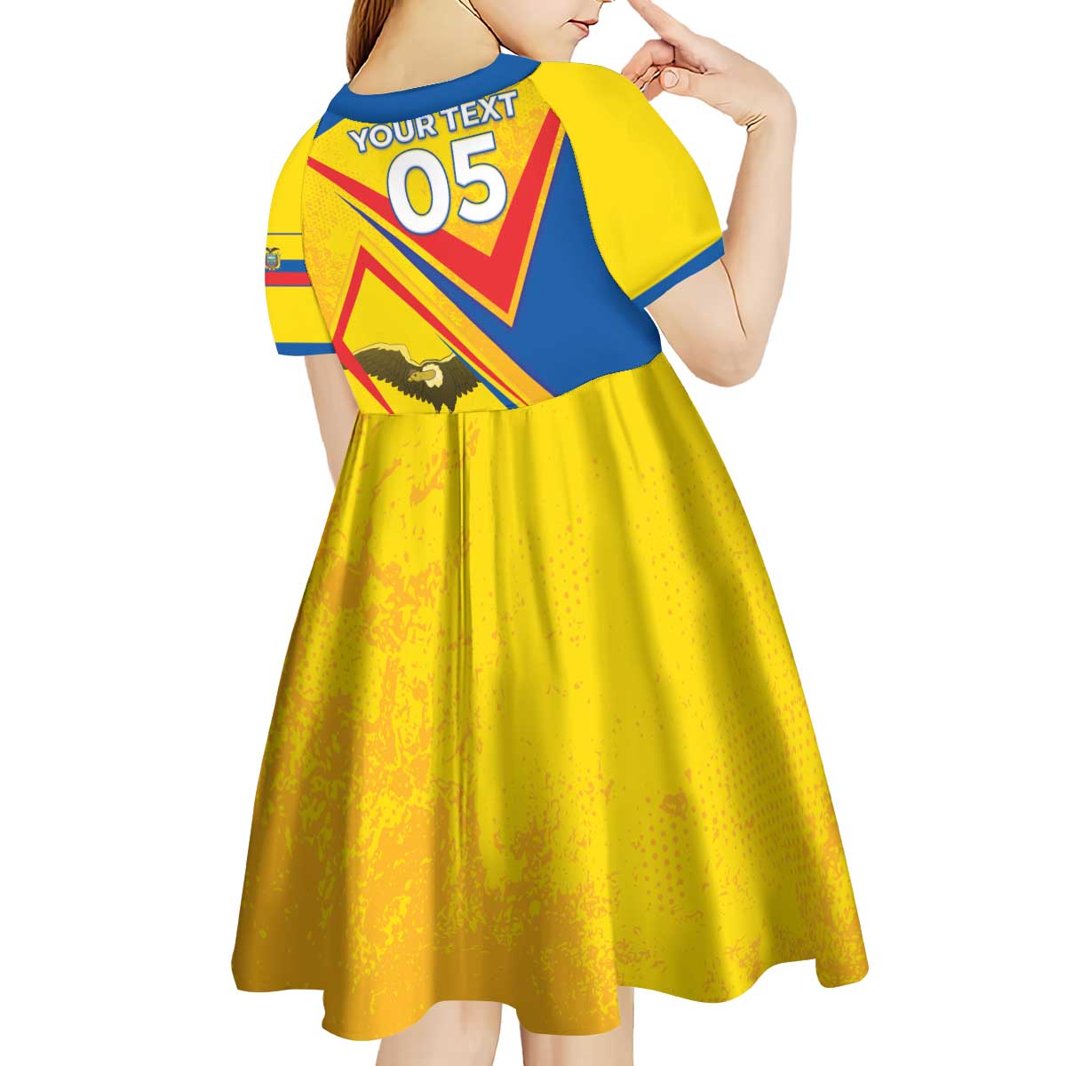 Custom Ecuador Football Kid Short Sleeve Dress La Tricolor Sporty Style