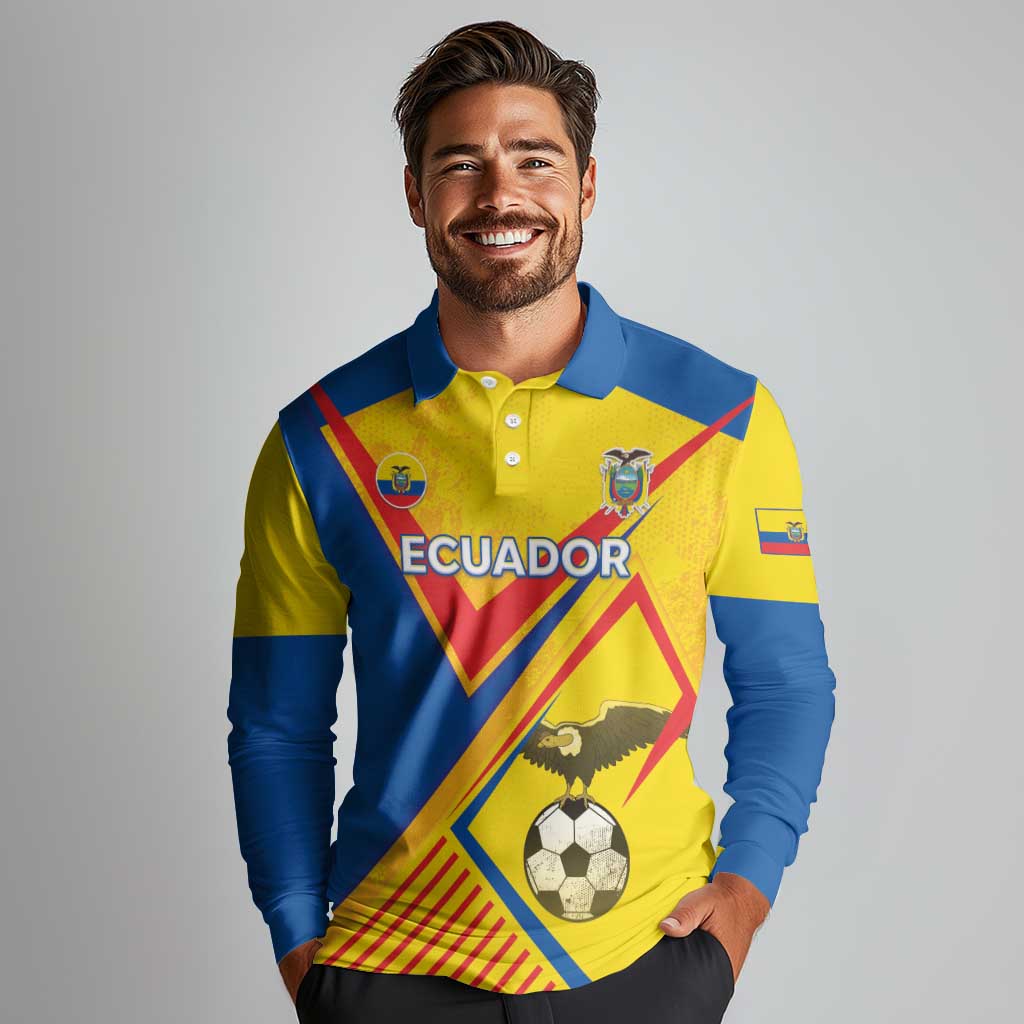 Custom Ecuador Football Long Sleeve Polo Shirt La Tricolor Sporty Style