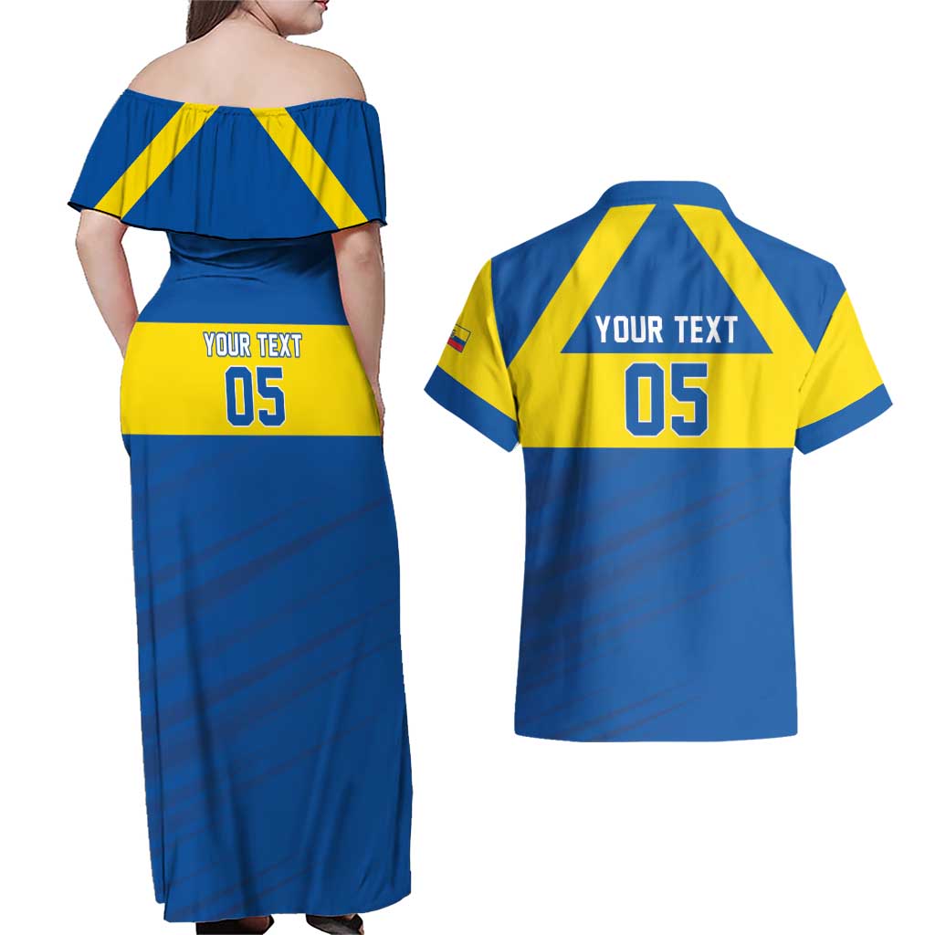 Custom Ecuador Football Couples Matching Off Shoulder Maxi Dress and Hawaiian Shirt Go Champions
