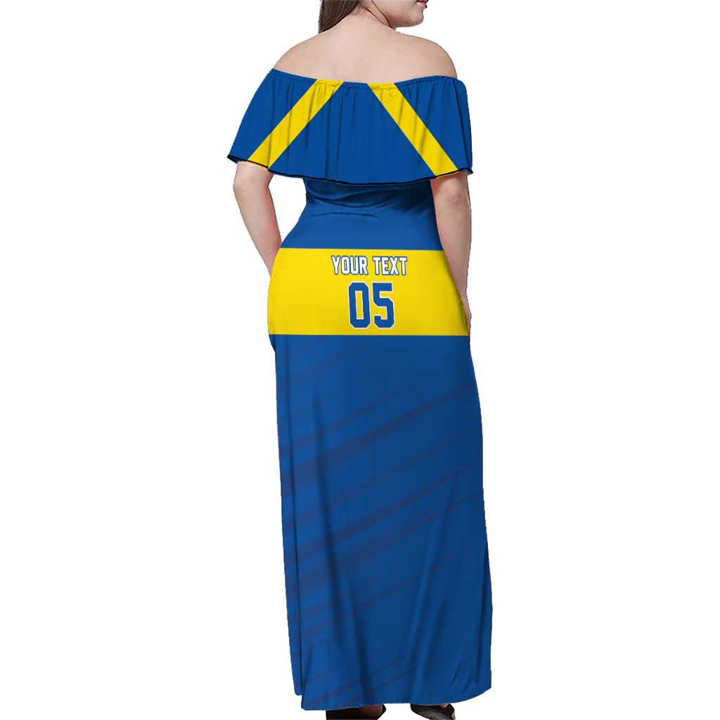 Custom Ecuador Football Family Matching Off Shoulder Maxi Dress and Hawaiian Shirt Go Champions