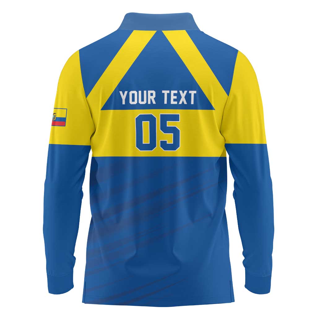 Custom Ecuador Football Long Sleeve Polo Shirt Go Champions