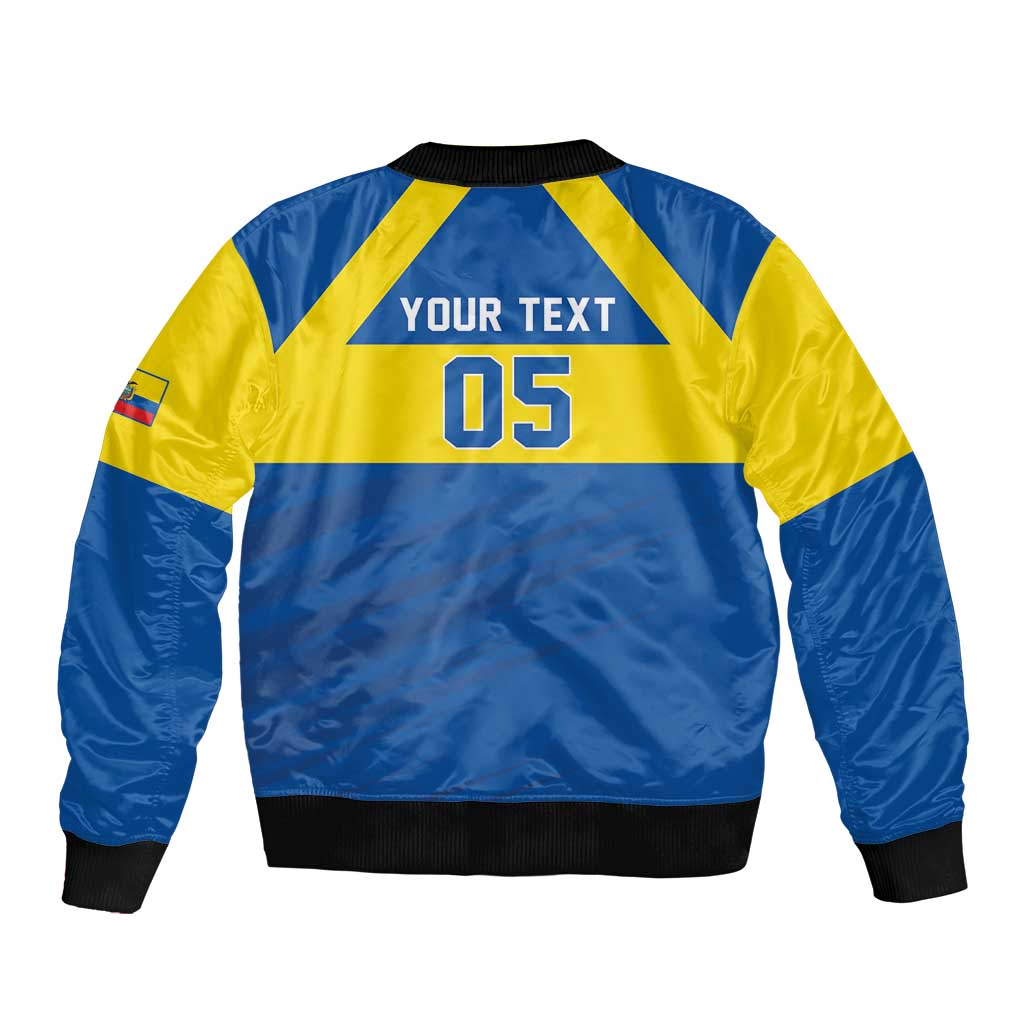 Custom Ecuador Football Sleeve Zip Bomber Jacket Go Champions