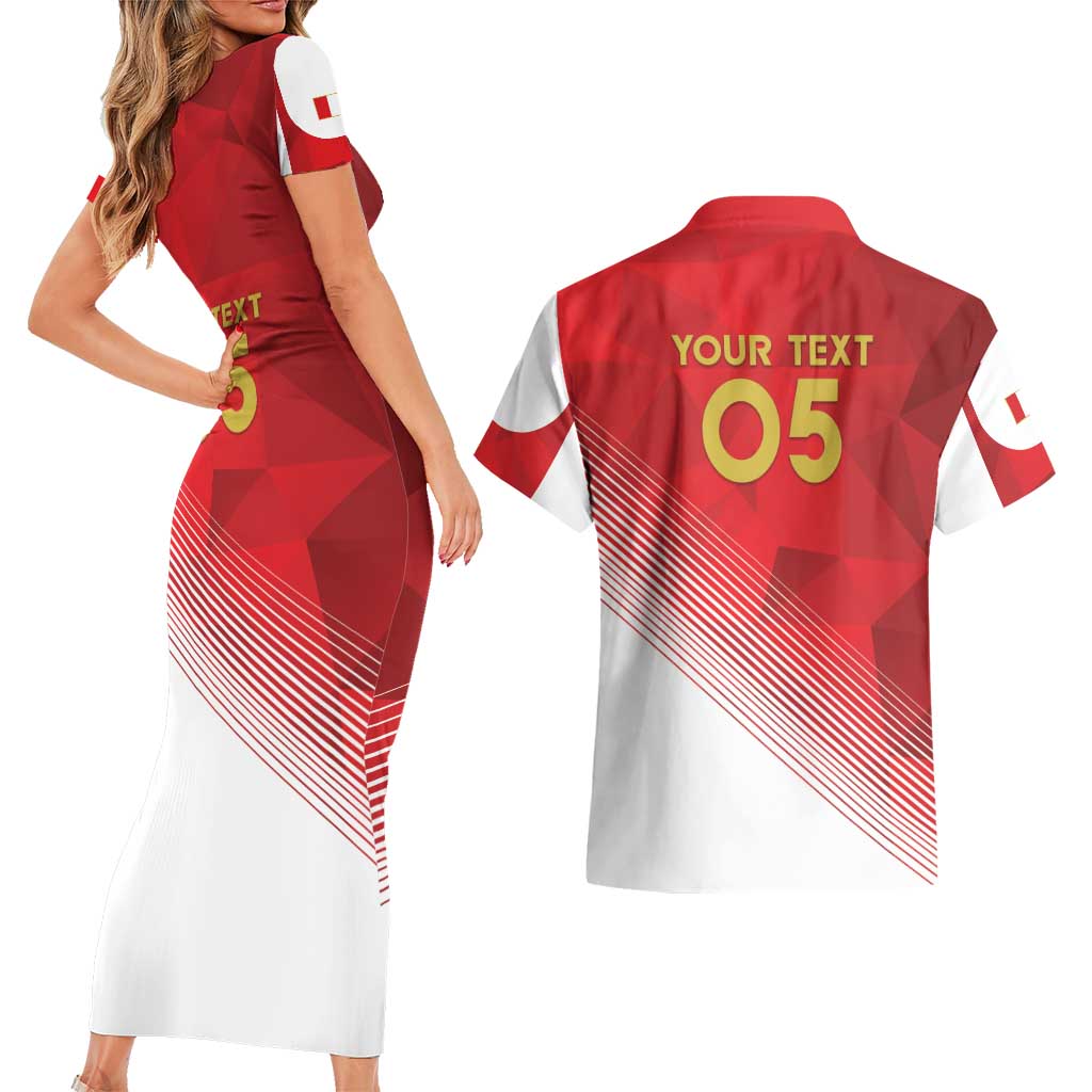 Custom Peru Football Couples Matching Short Sleeve Bodycon Dress and Hawaiian Shirt Sporty Style
