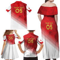 Custom Peru Football Family Matching Off Shoulder Maxi Dress and Hawaiian Shirt Sporty Style
