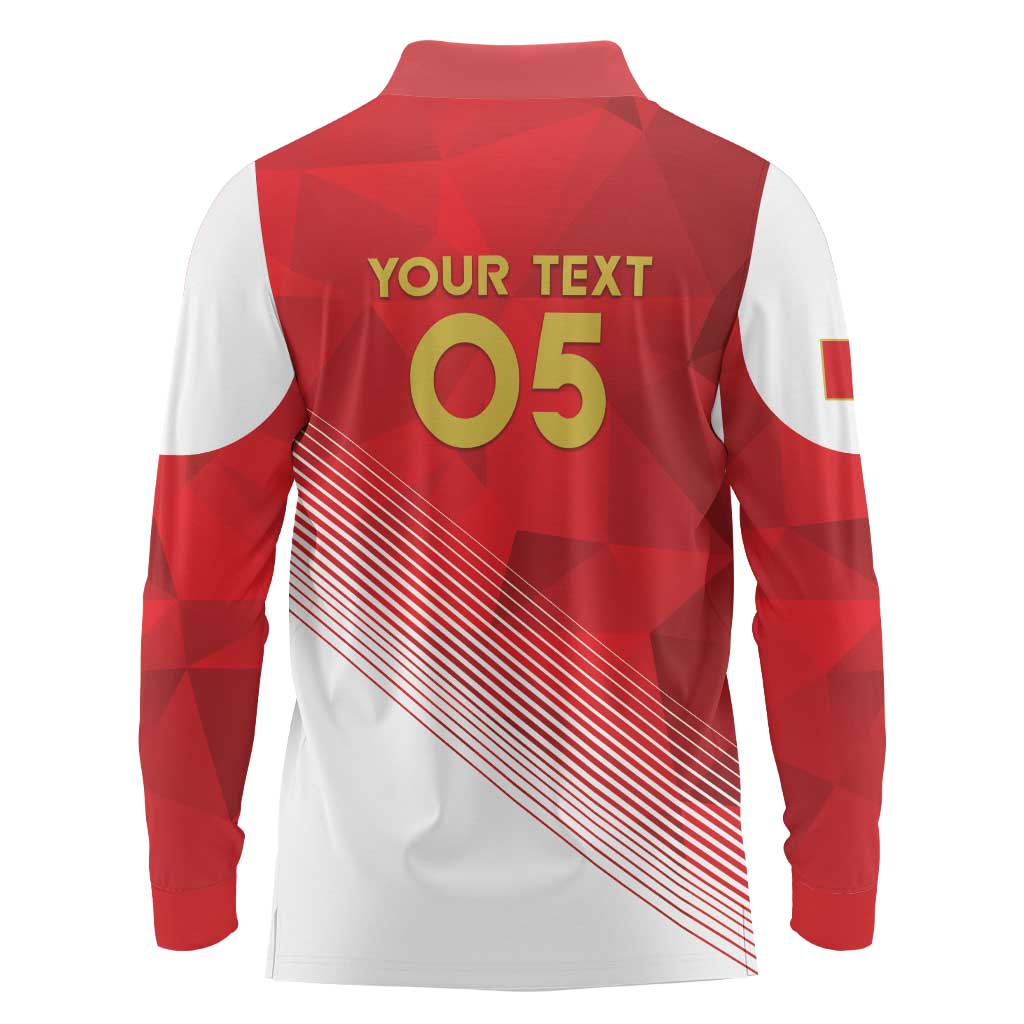 Custom Peru Football Long Sleeve Polo Shirt Sporty Style