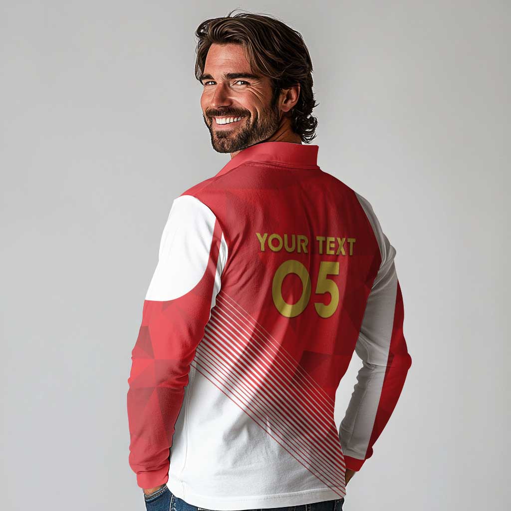 Custom Peru Football Long Sleeve Polo Shirt Sporty Style