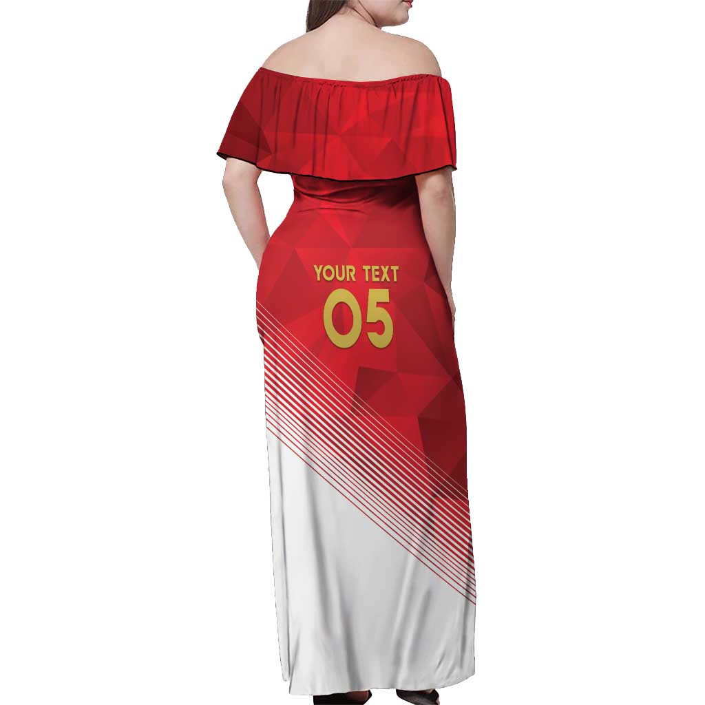 Custom Peru Football Off Shoulder Maxi Dress Sporty Style