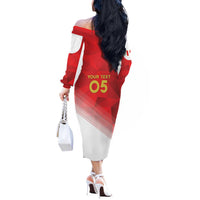 Custom Peru Football Off The Shoulder Long Sleeve Dress Sporty Style