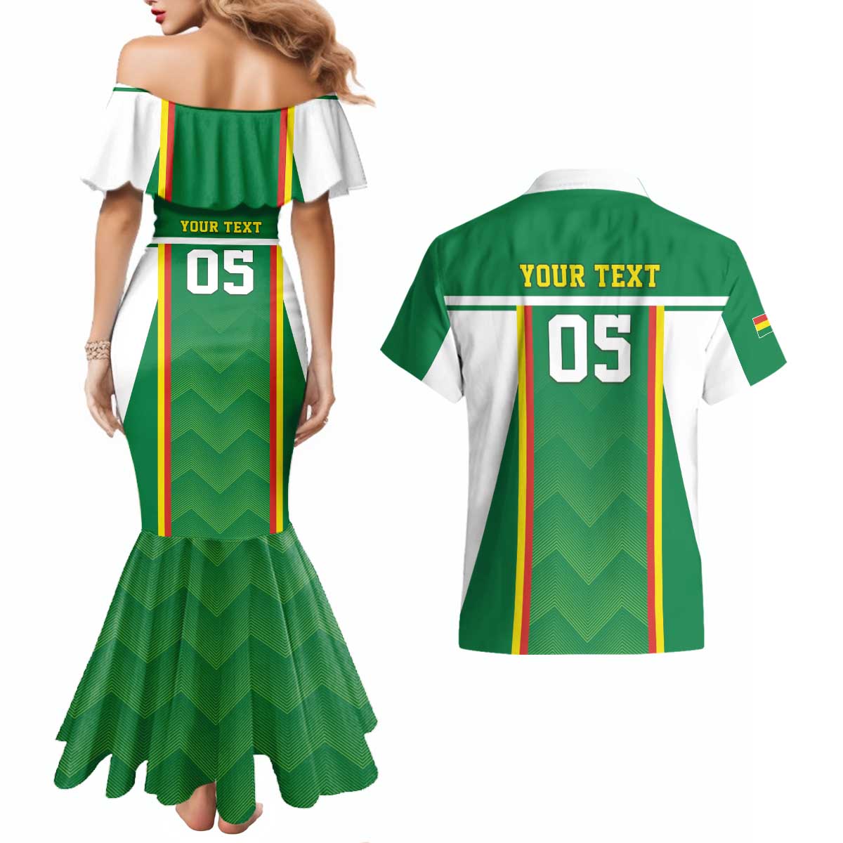 Custom Bolivia Football Couples Matching Mermaid Dress and Hawaiian Shirt Go Champions La Verde Green Version