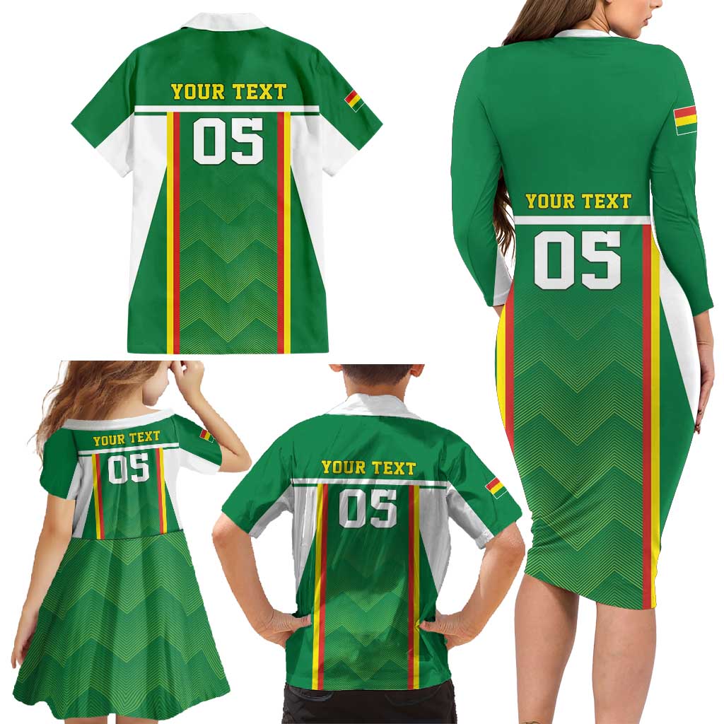 Custom Bolivia Football Family Matching Long Sleeve Bodycon Dress and Hawaiian Shirt Go Champions La Verde Green Version