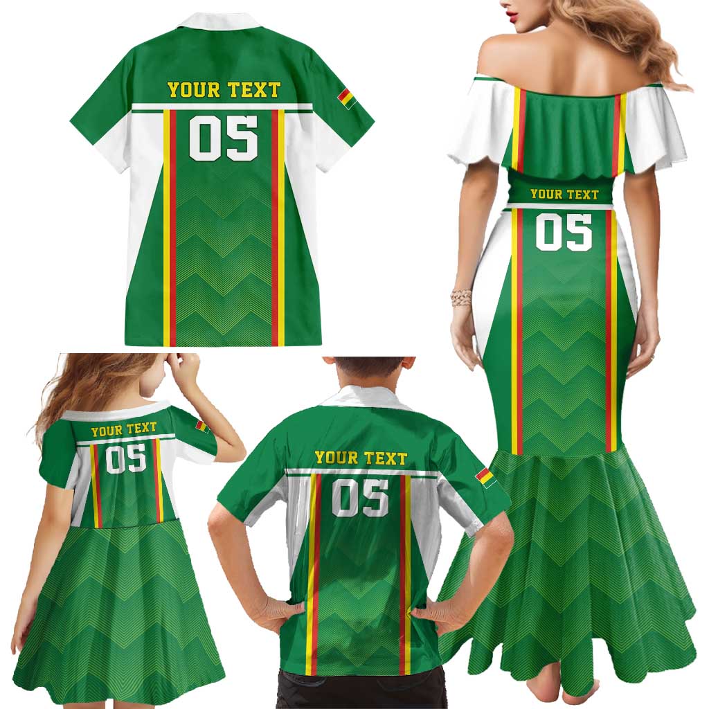 Custom Bolivia Football Family Matching Mermaid Dress and Hawaiian Shirt Go Champions La Verde Green Version