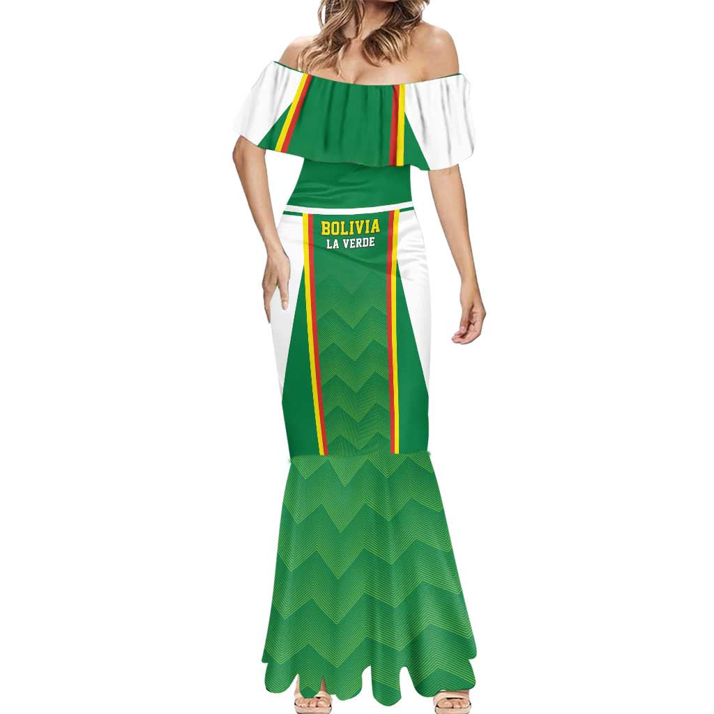 Custom Bolivia Football Mermaid Dress Go Champions La Verde Green Version