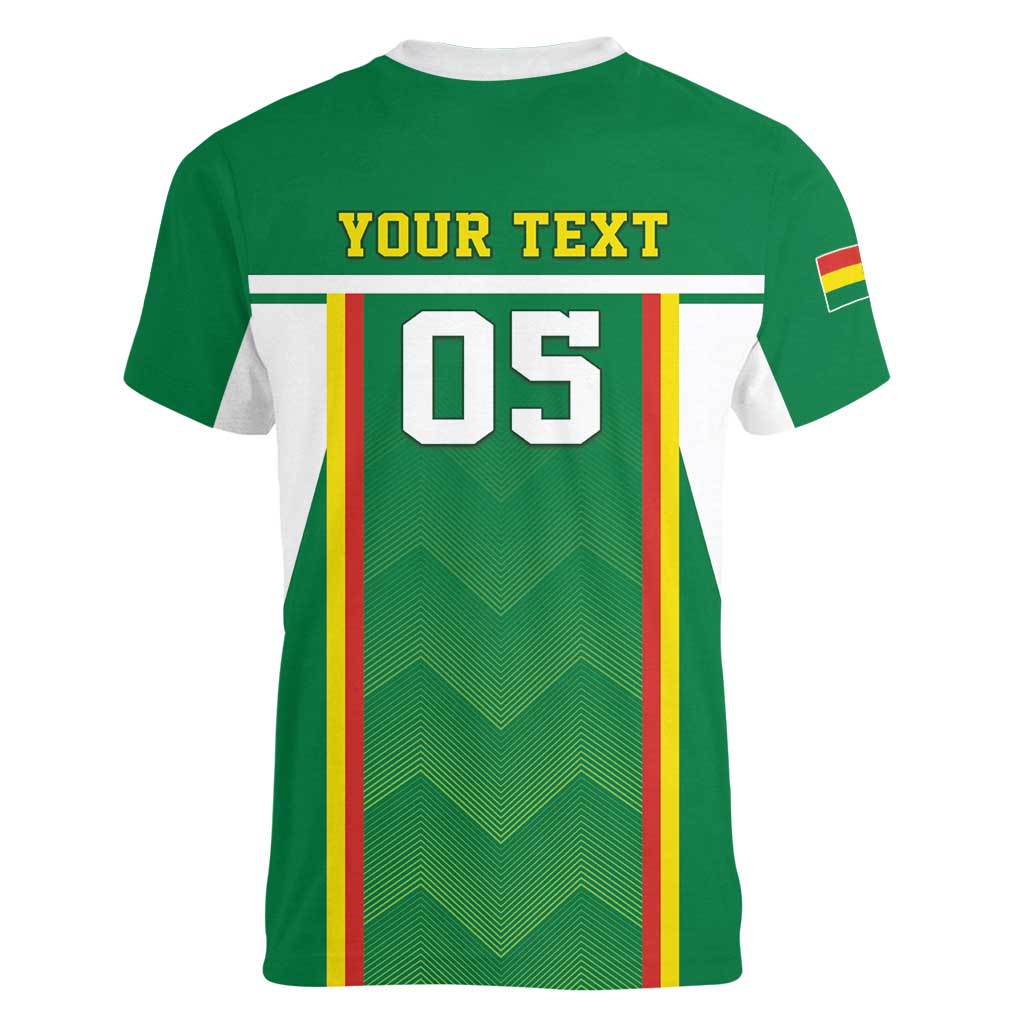 Custom Bolivia Football Women V-Neck T-Shirt Go Champions La Verde Green Version