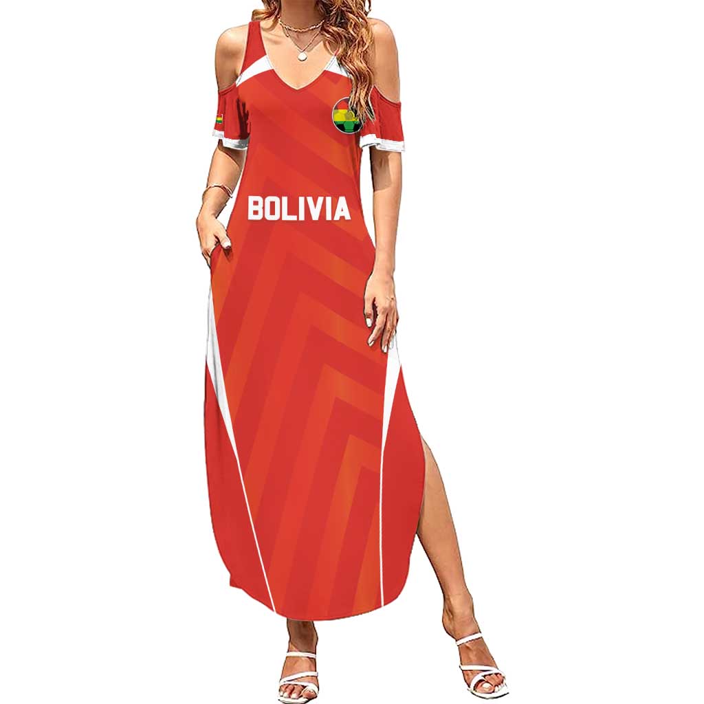 Custom Bolivia Football Family Matching Summer Maxi Dress and Hawaiian Shirt Go Champions La Verde Red Version