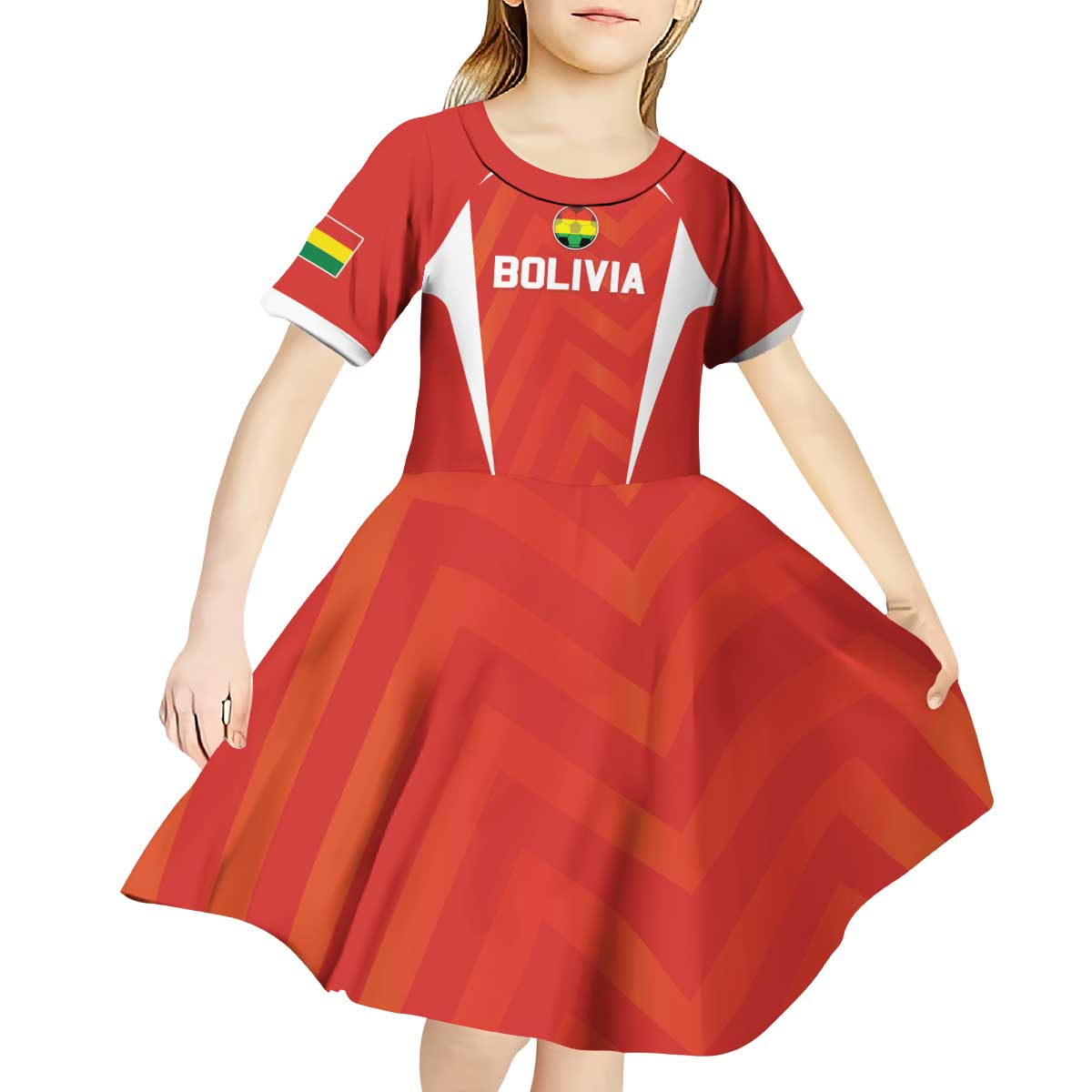 Custom Bolivia Football Kid Short Sleeve Dress Go Champions La Verde Red Version