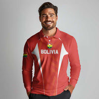 Custom Bolivia Football Long Sleeve Polo Shirt Go Champions La Verde Red Version